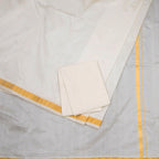 8 Mozham Cream Plain Silk Dhoti And Matching Shirt Material 02