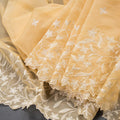 Organza Sandal Thread Embroidered Saree 02