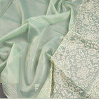 Semi Linen Green Printed With Thread Embroidered Saree - Kumaran Silks