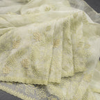 Organza Apple Green Thread Embroidered Saree