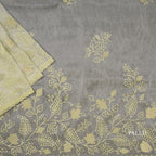 Organza Apple Green Thread Embroidered Saree