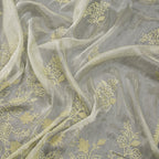 Organza Apple Green Thread Embroidered Saree
