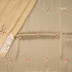 Organza Harvest Yellow Thread Embroidered With Mirror Work Saree