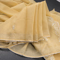Semi Linen Sandal Thread Embroidered Saree