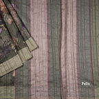 Semi Raw Silk Olive Green Floral Printed Saree - Kumaran Silks