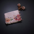 Semi Raw Silk Light Pink Saree With Zari Stripes Design