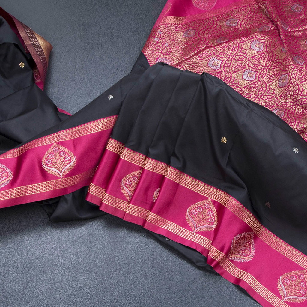 RTSR42074-Art-Silk-Black-Saree-With-Zari-Buttas-And-Zari-Border-main