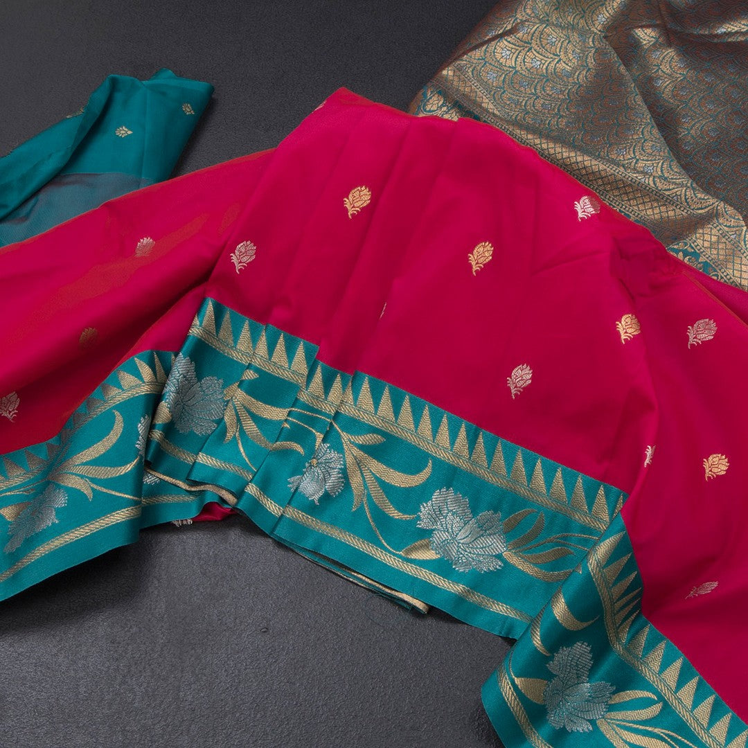 RTSR42075-Art-Silk-Rani-Pink-Saree-With-Zari-Buttas-And-Zari-Border-main