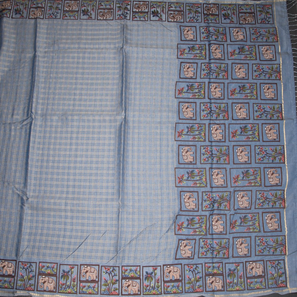 RTSR42115-2-Raw-Silk-Greyish-Blue-Zari-Checked-With-Thread-Work-Saree-full-veiw