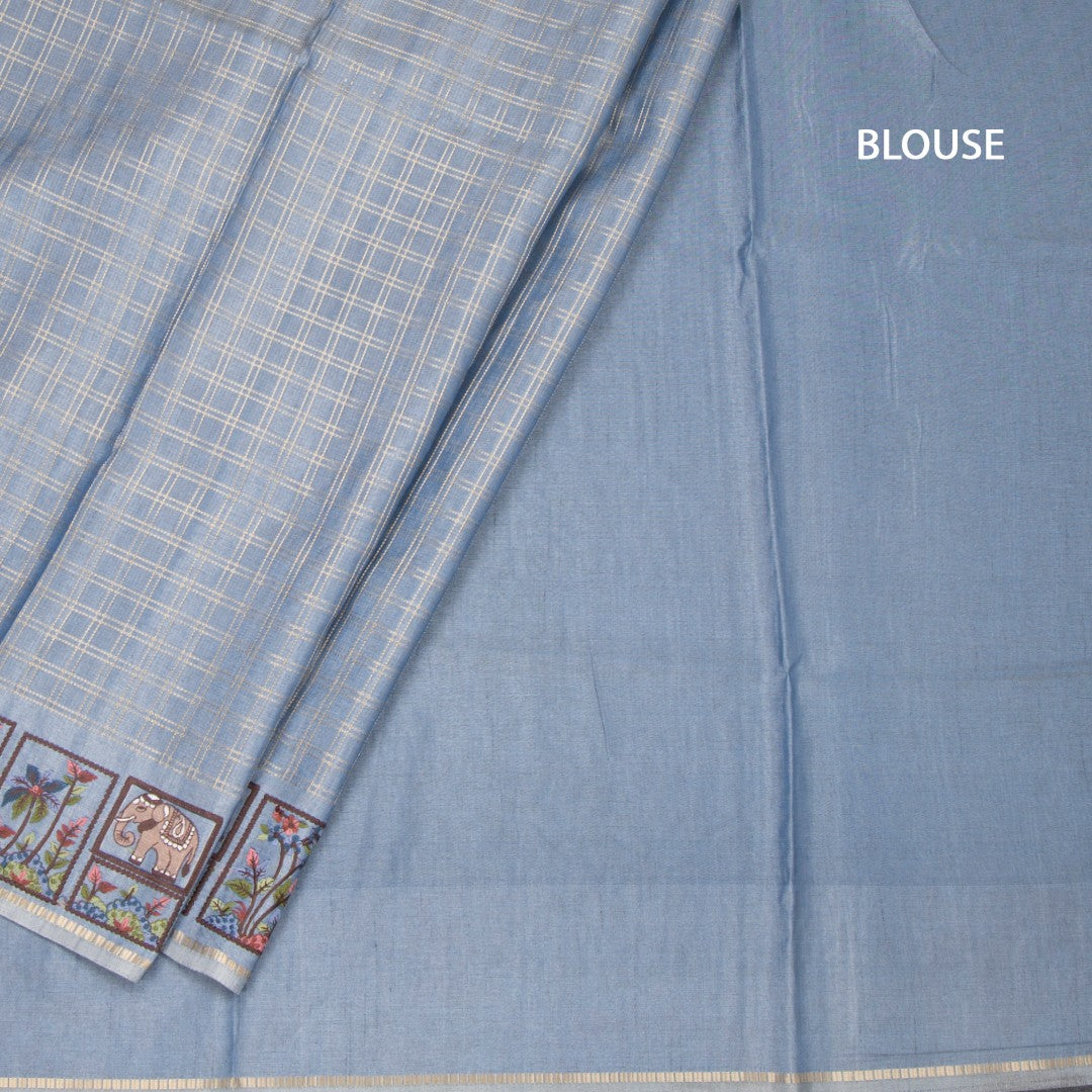 RTSR42115-4-Raw-Silk-Greyish-Blue-Zari-Checked-With-Thread-Work-Saree-blouse