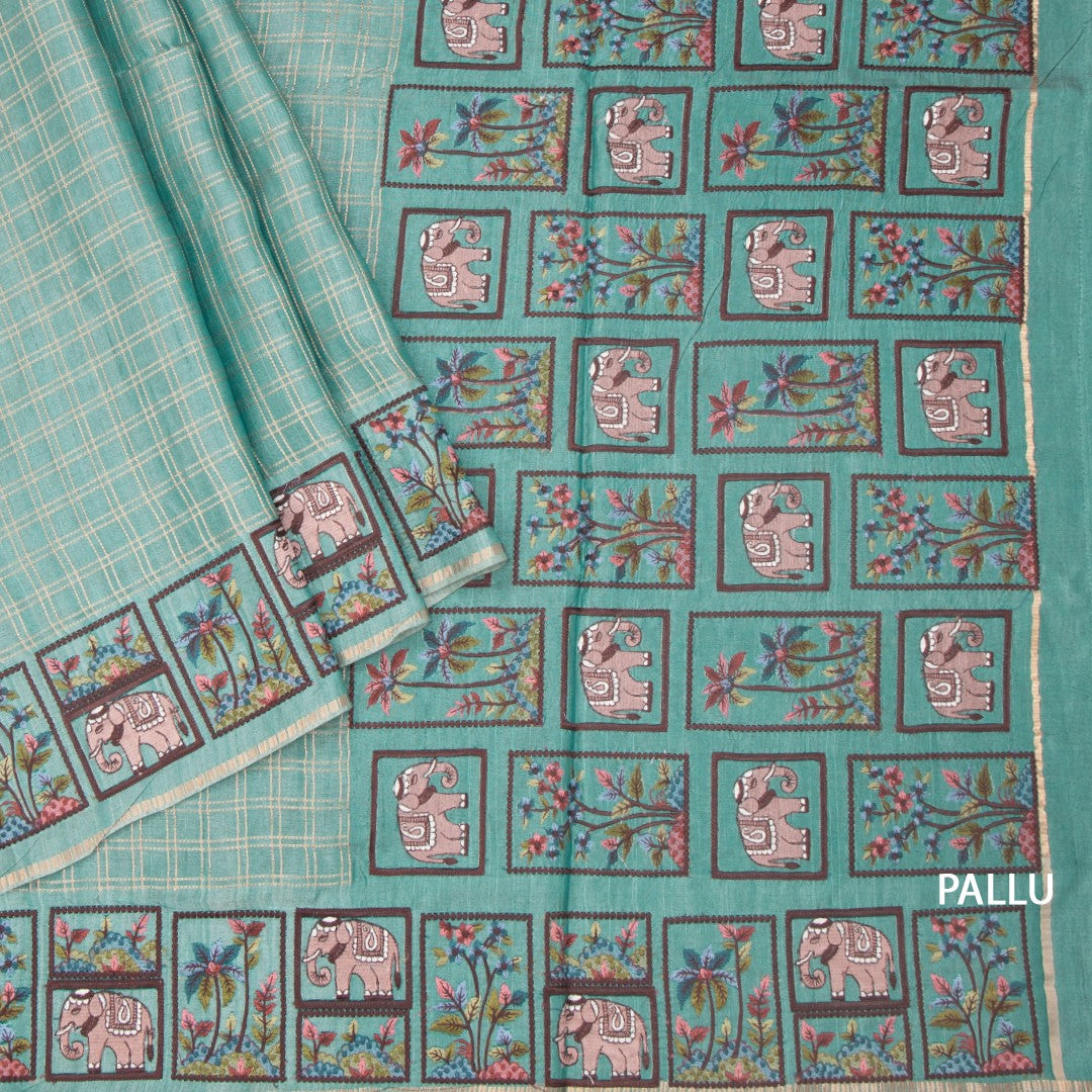 RTSR42116-3-Raw-Silk-Powder-Blue-Zari-Checked-With-Thread-Work-Saree-pallu