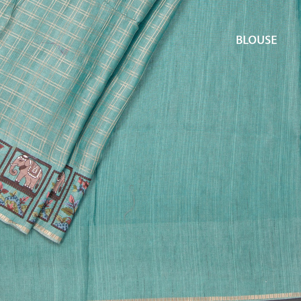 RTSR42116-4-Raw-Silk-Powder-Blue-Zari-Checked-With-Thread-Work-Saree-blouse