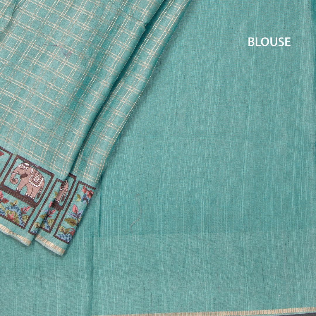 RTSR42116-4-Raw-Silk-Powder-Blue-Zari-Checked-With-Thread-Work-Saree-blouse