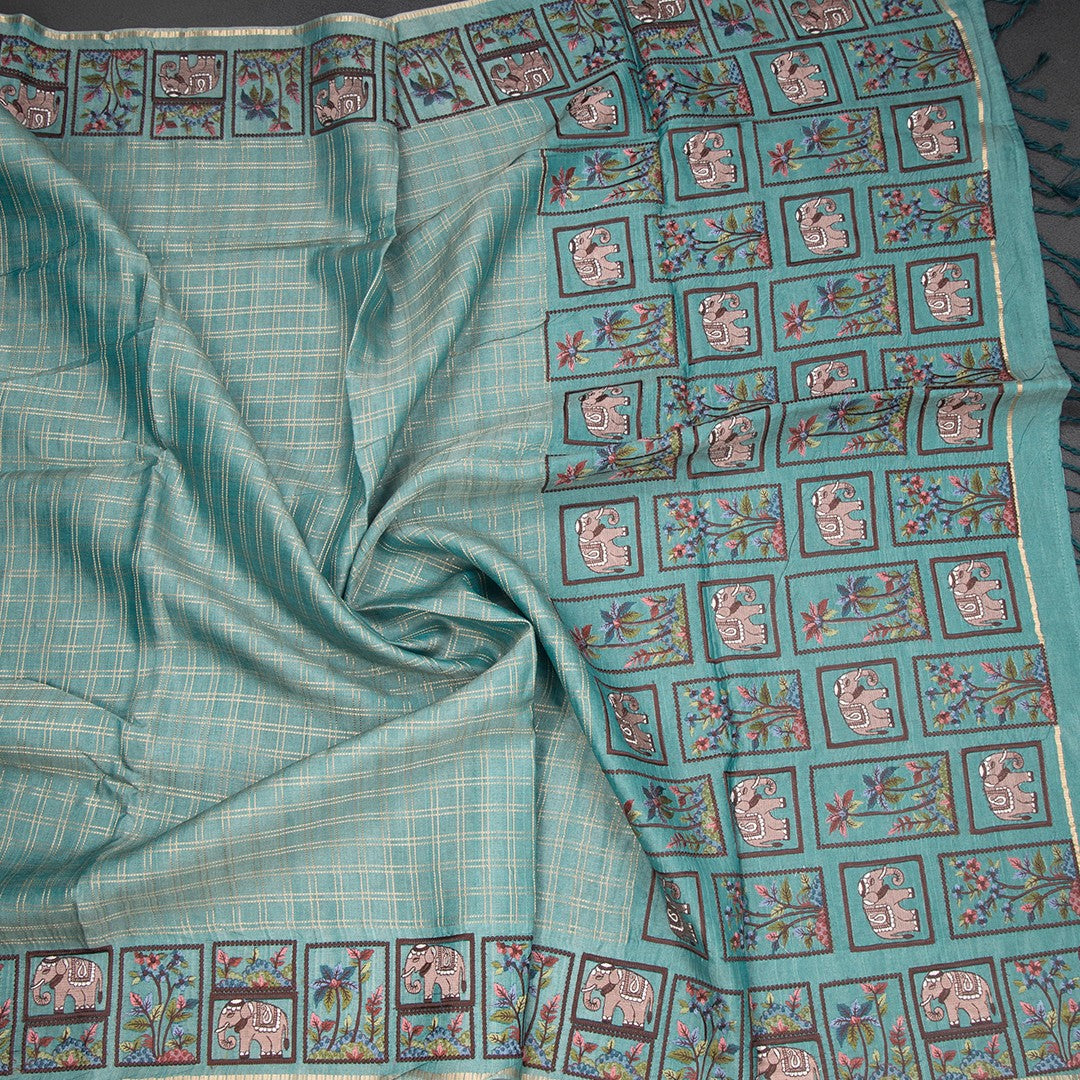RTSR42116-5-Raw-Silk-Powder-Blue-Zari-Checked-With-Thread-Work-Saree-crush