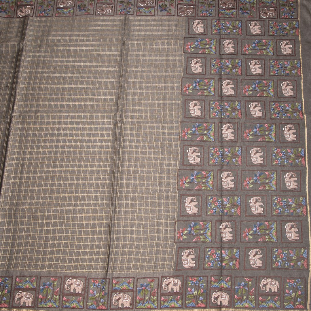 RTSR42119-2-Raw-Silk-Grey-Zari-Checked-With-Thread-Work-Saree-full-veiw