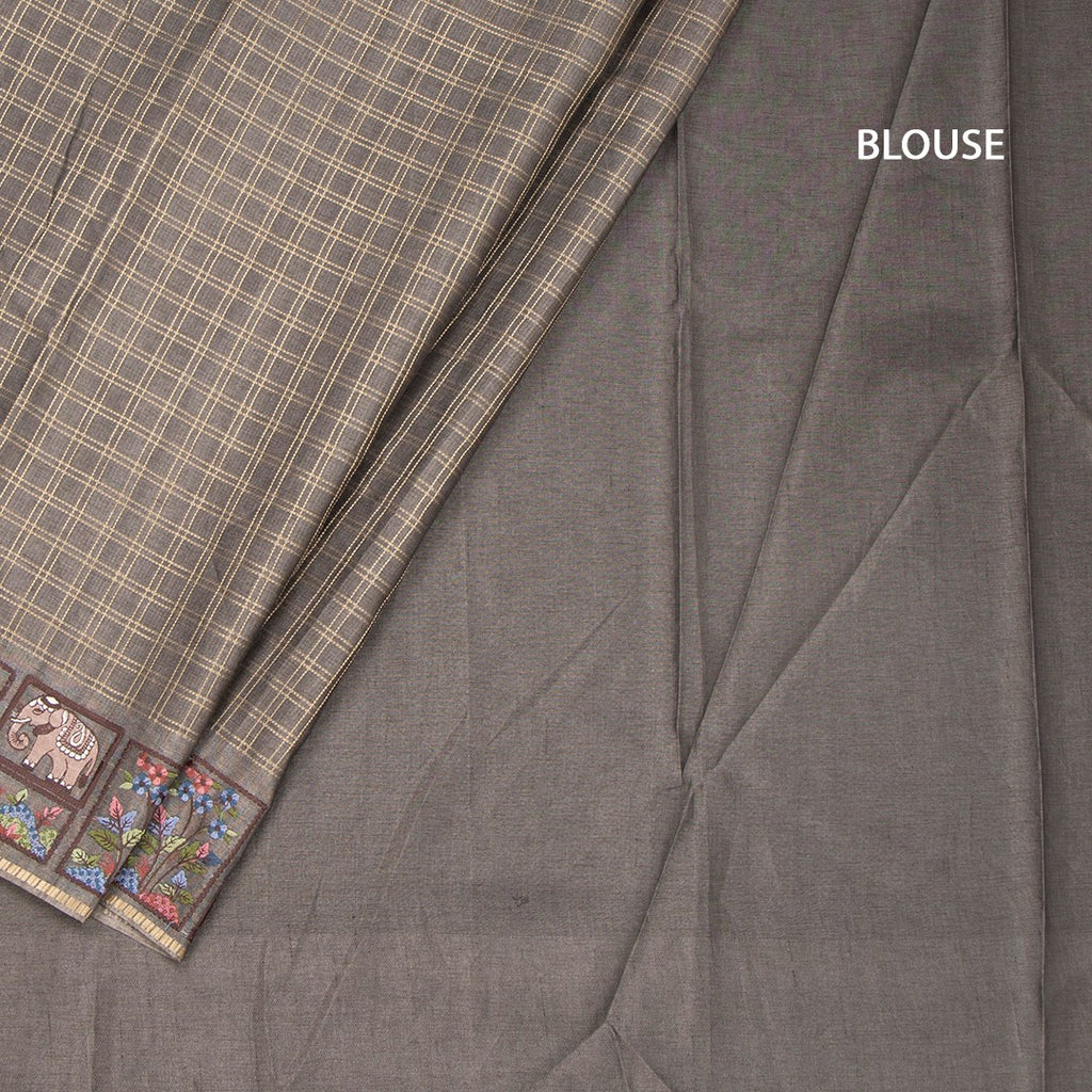 RTSR42119-4-Raw-Silk-Grey-Zari-Checked-With-Thread-Work-Saree-blouse
