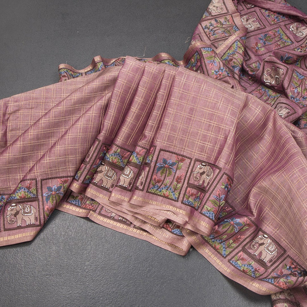 RTSR42120-Raw-Silk-Onion-Pink-Zari-Checked-With-Thread-Work-Saree-main