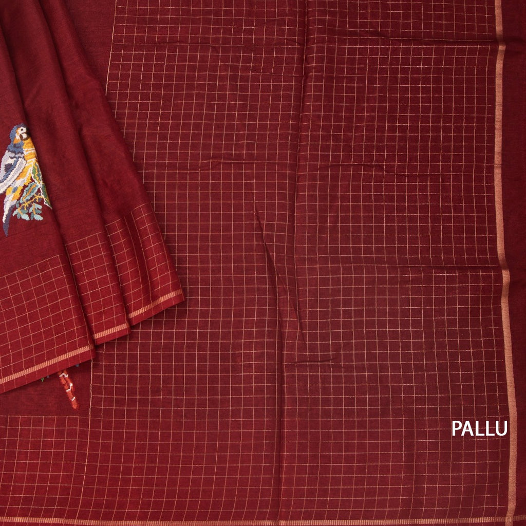 RTSR42121-3-Raw-Silk-Maroon-Zari-With-Thread-Work-Saree-In-Birds-Design-pallu