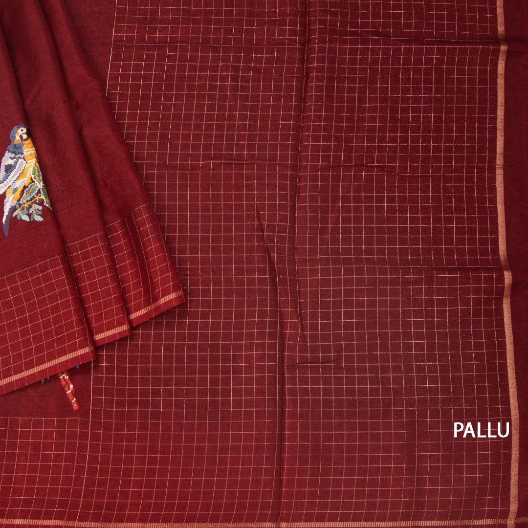 RTSR42121-3-Raw-Silk-Maroon-Zari-With-Thread-Work-Saree-In-Birds-Design-pallu