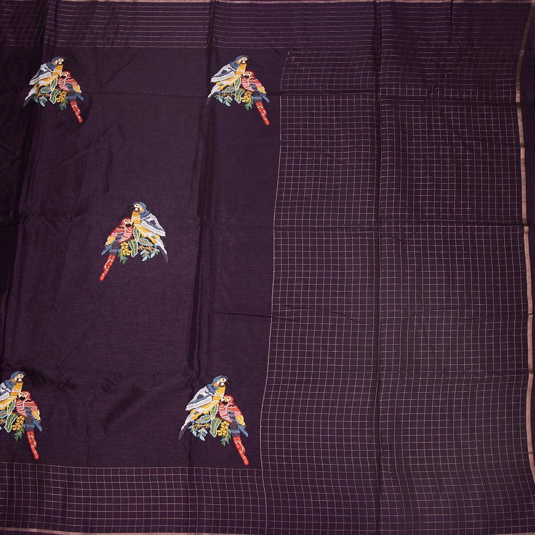 RTSR42122-2-Raw-Silk-Dark-Purple-Zari-With-Thread-Work-Saree-In-Birds-Design-full-veiw