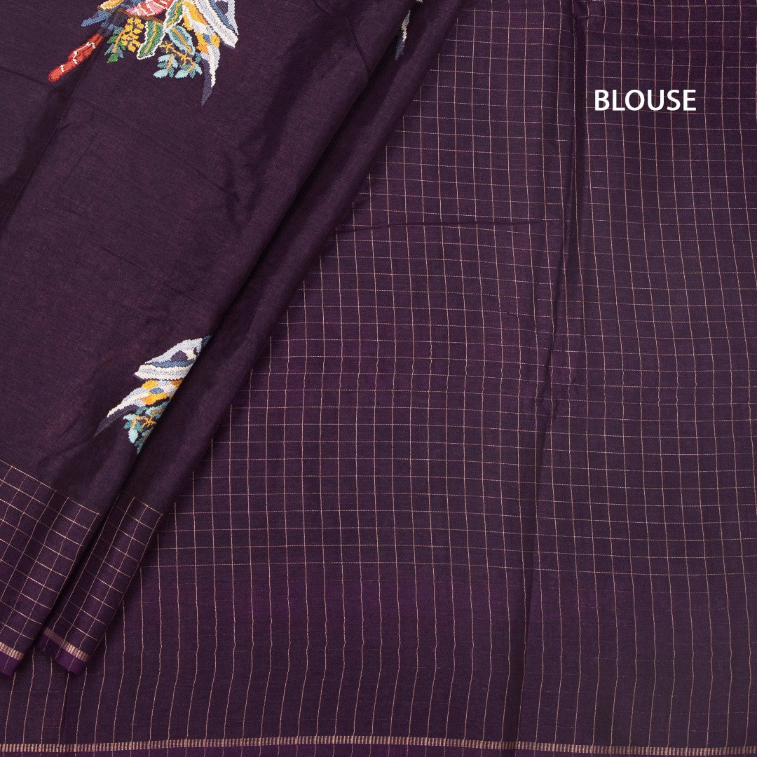 RTSR42122-4-Raw-Silk-Dark-Purple-Zari-With-Thread-Work-Saree-In-Birds-Design-blouse
