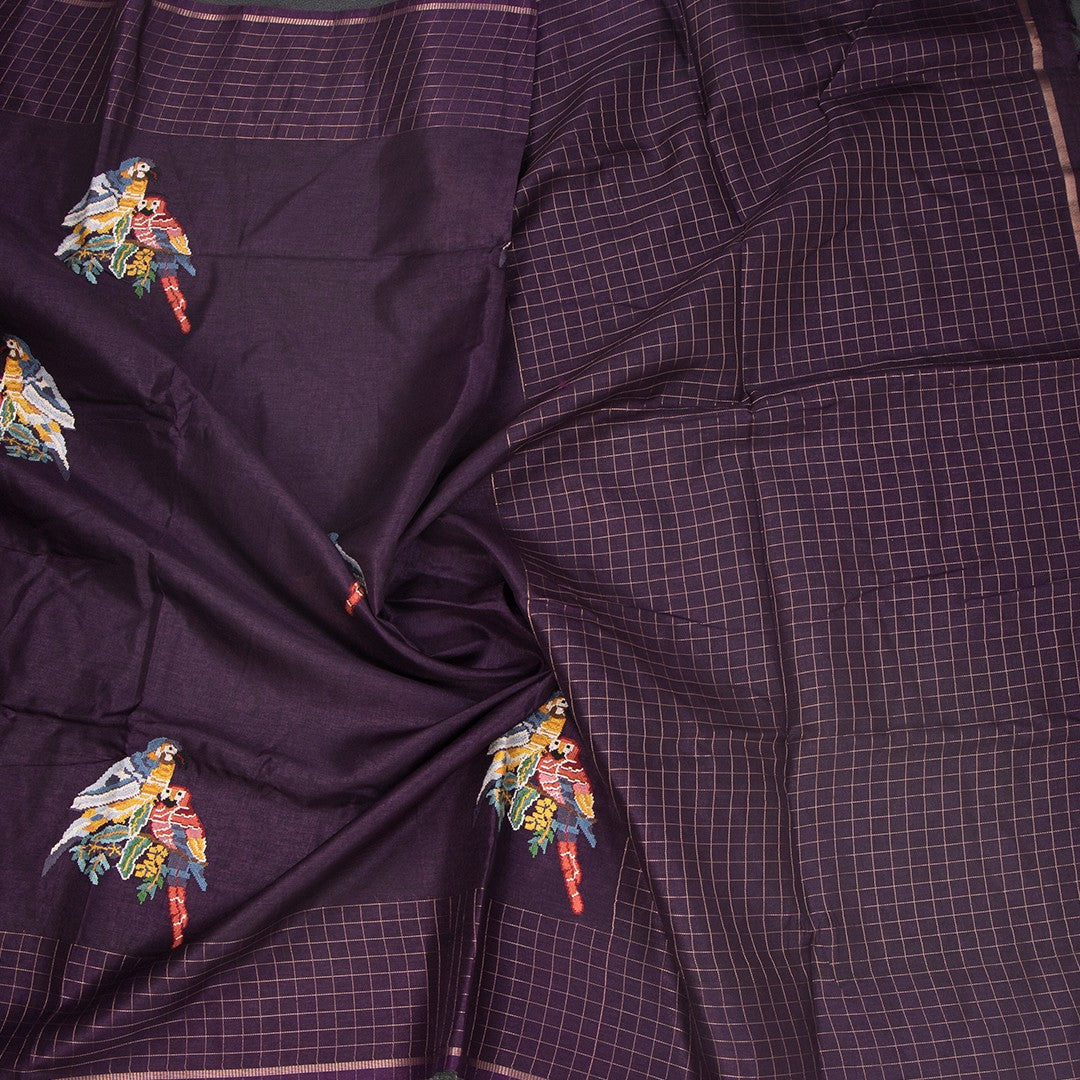 RTSR42122-5-Raw-Silk-Dark-Purple-Zari-With-Thread-Work-Saree-In-Birds-Design-crush