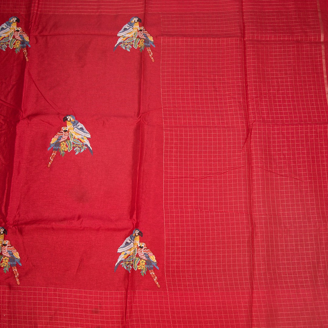 RTSR42124-2-Raw-Silk-Red-Zari-With-Thread-Work-Saree-In-Birds-Design-full-veiw