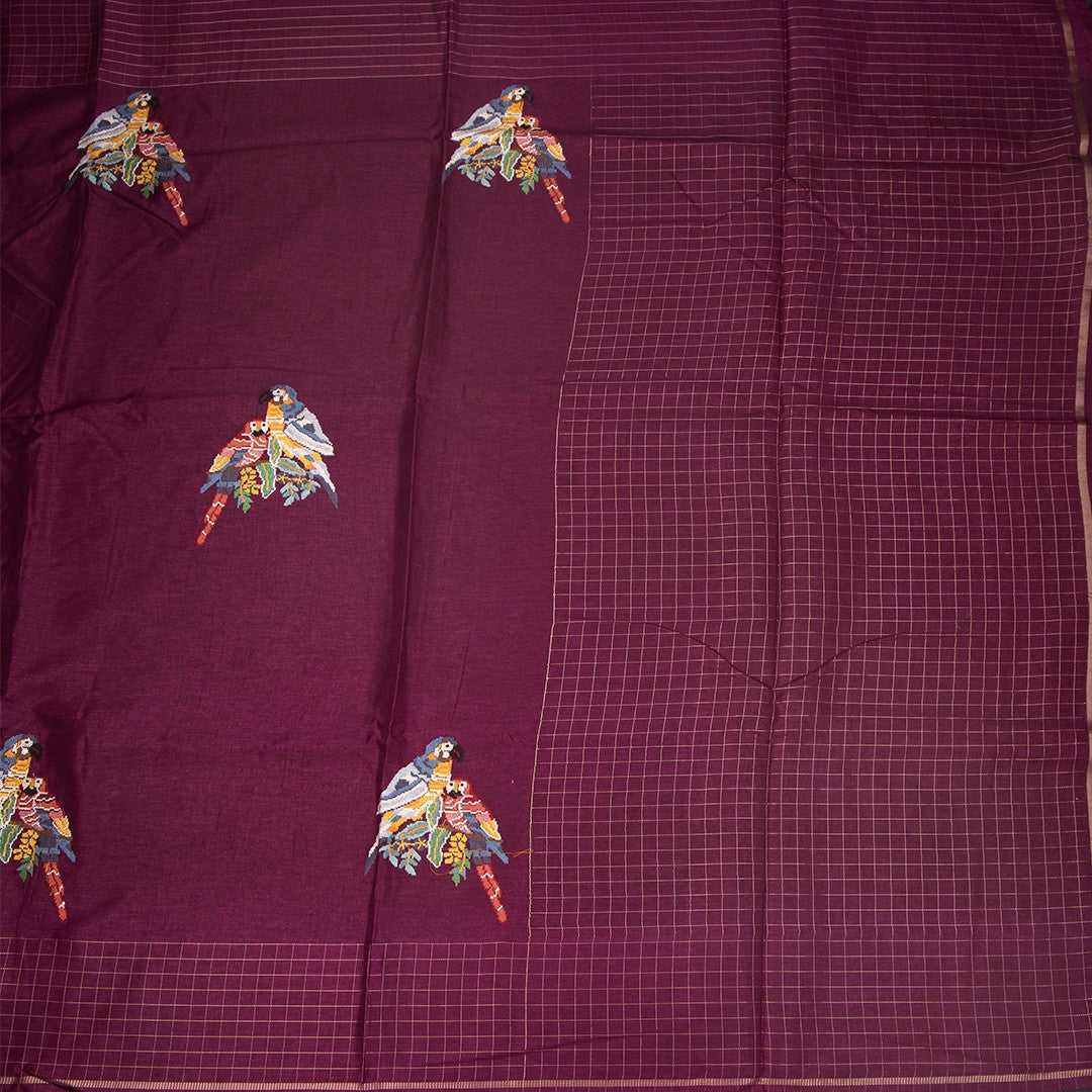 RTSR42126-2-Raw-Silk-Wine-Zari-With-Thread-Work-Saree-In-Birds-Design-full-veiw
