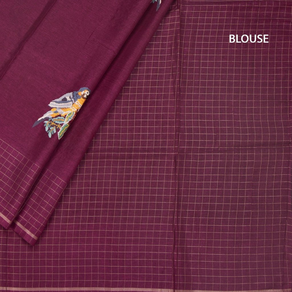 RTSR42126-4-Raw-Silk-Wine-Zari-With-Thread-Work-Saree-In-Birds-Design-blouse