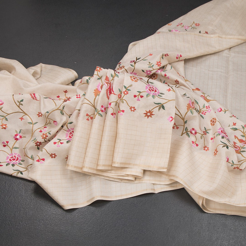 RTSR42136-Raw-Silk-Cream-Zari-With-Thread-Work-Saree-In-Birds-Design-main