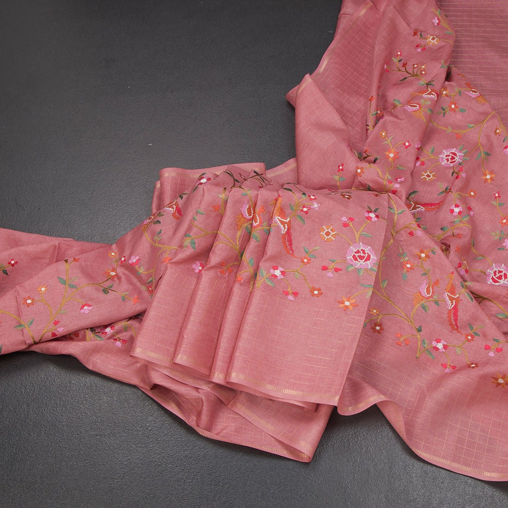 RTSR42138-Raw-Silk-Peach-Zari-With-Thread-Work-Saree-In-Birds-Design-main