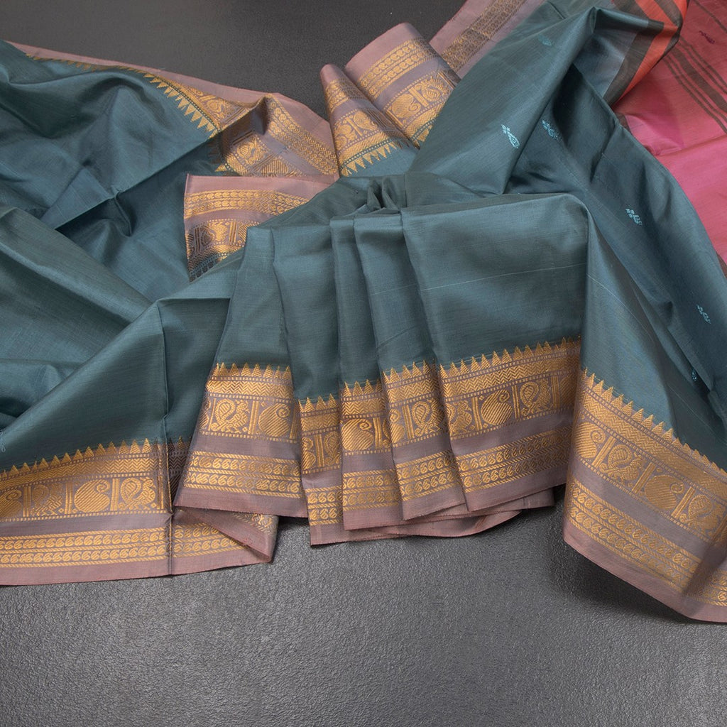 RTSR42142-Vaazhai-Naar-Grey-Saree-With-Thread-Buttas-And-Contrast-Pallu-04-main