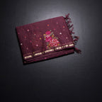 RTSR42188-1-Organza-Dark-Maroon-Floral-Thread-Work-Saree-fold