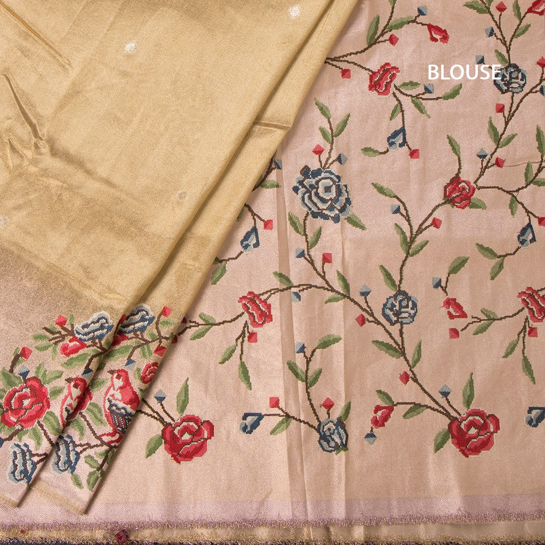 RTSR42194-4-Tissue-Gold-Saree-With-Zari-Buttas-And-Thread-Border-blouse