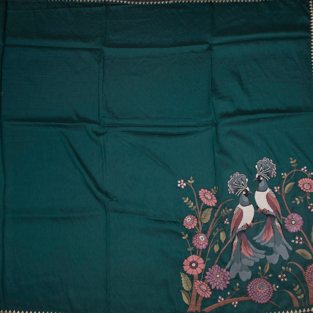 RTSR42212-2-Raw-Silk-Peacock-Green-Thread-Work-Saree-With-Birds-Design-full-veiw