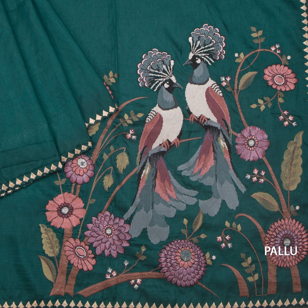 RTSR42212-3-Raw-Silk-Peacock-Green-Thread-Work-Saree-With-Birds-Design-pallu