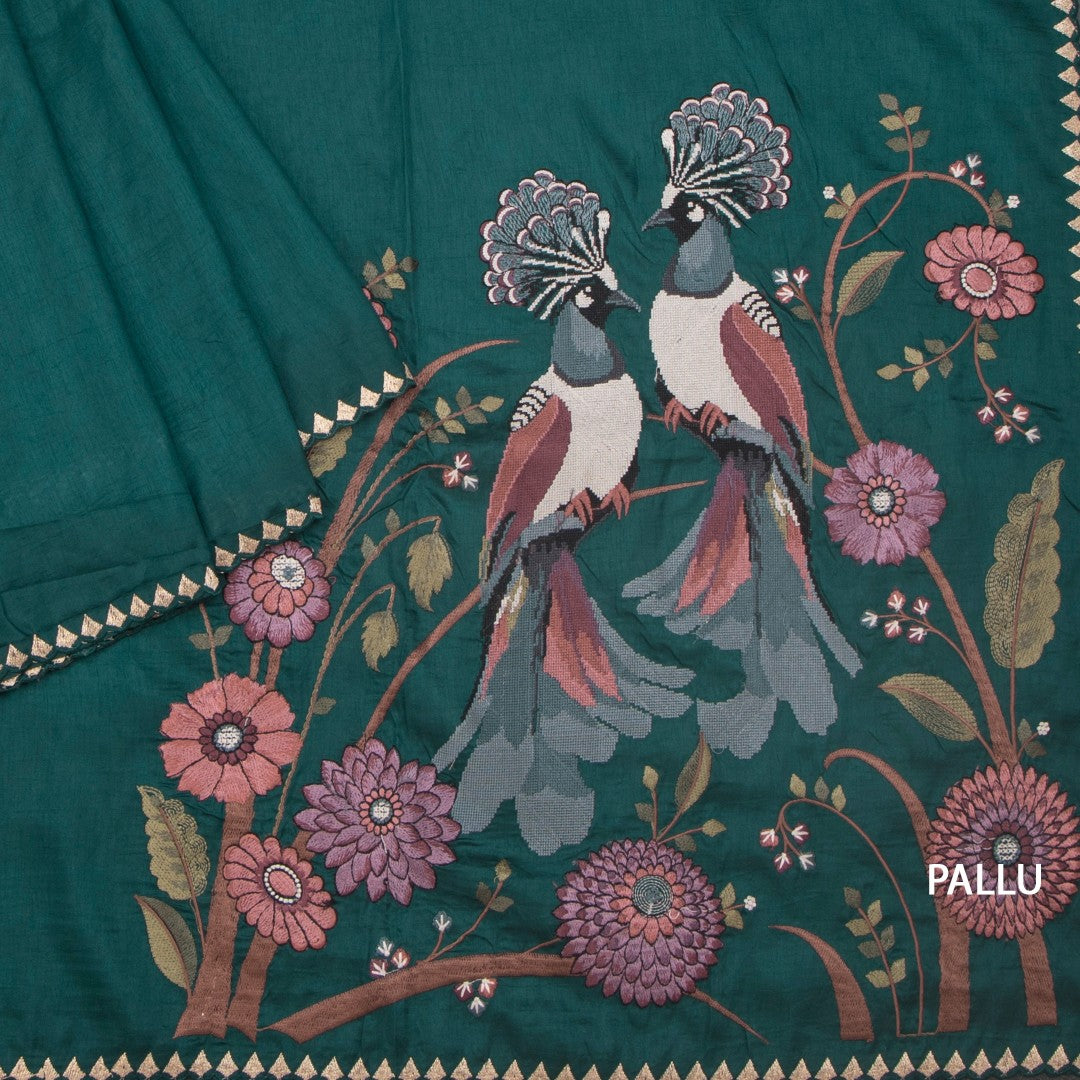 RTSR42212-3-Raw-Silk-Peacock-Green-Thread-Work-Saree-With-Birds-Design-pallu