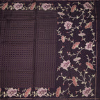 RTSR42219-2-Raw-Silk-Dark-Brown-Zari-Checked-Saree-And-Floral-Thread-Border-full-veiw