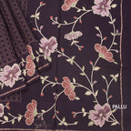 RTSR42219-3-Raw-Silk-Dark-Brown-Zari-Checked-Saree-And-Floral-Thread-Border-pallu