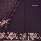 RTSR42219-4-Raw-Silk-Dark-Brown-Zari-Checked-Saree-And-Floral-Thread-Border-blouse