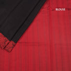RTSR42253-4-Raw-Silk-Black-Plain-Saree-And-Thread-Border-blouse