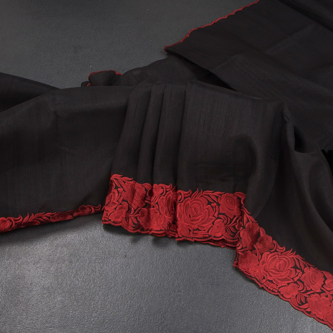 RTSR42253-Raw-Silk-Black-Plain-Saree-And-Thread-Border-main
