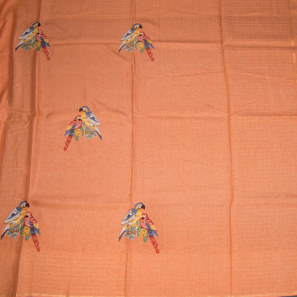 RTSR42256-2-Raw-Silk-Peach-Thread-Work-Saree-With-Birds-Design-02-full-veiw