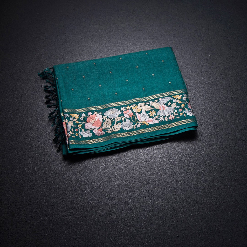 RTSR42261-1-Raw-Silk-Peacock-Green-Saree-With-Zari-Buttas-And-Thread-Border-fold