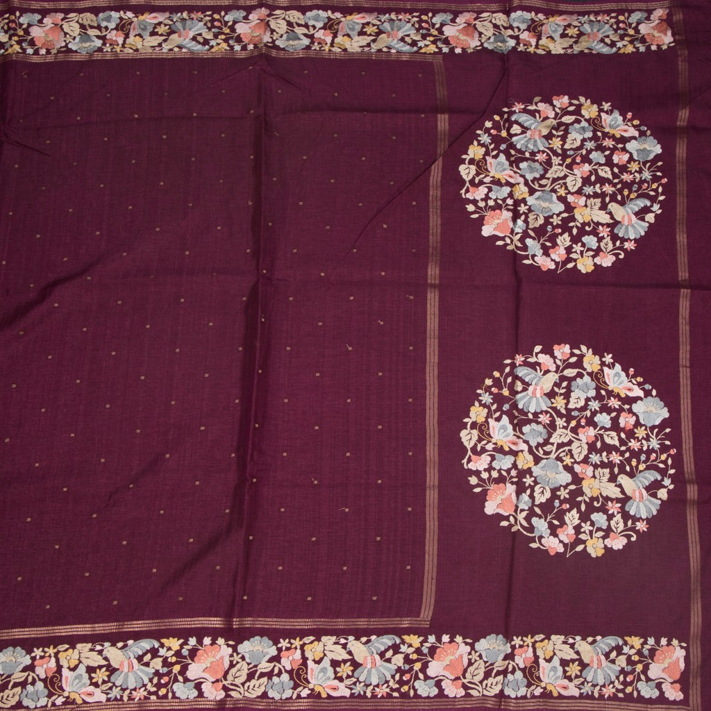 RTSR42262-2-Raw-Silk-Wine-Colour-Saree-With-Zari-Buttas-And-Thread-Border-full-veiw