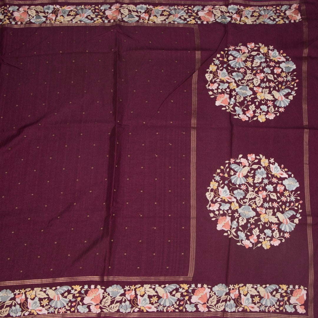 RTSR42262-2-Raw-Silk-Wine-Colour-Saree-With-Zari-Buttas-And-Thread-Border-full-veiw