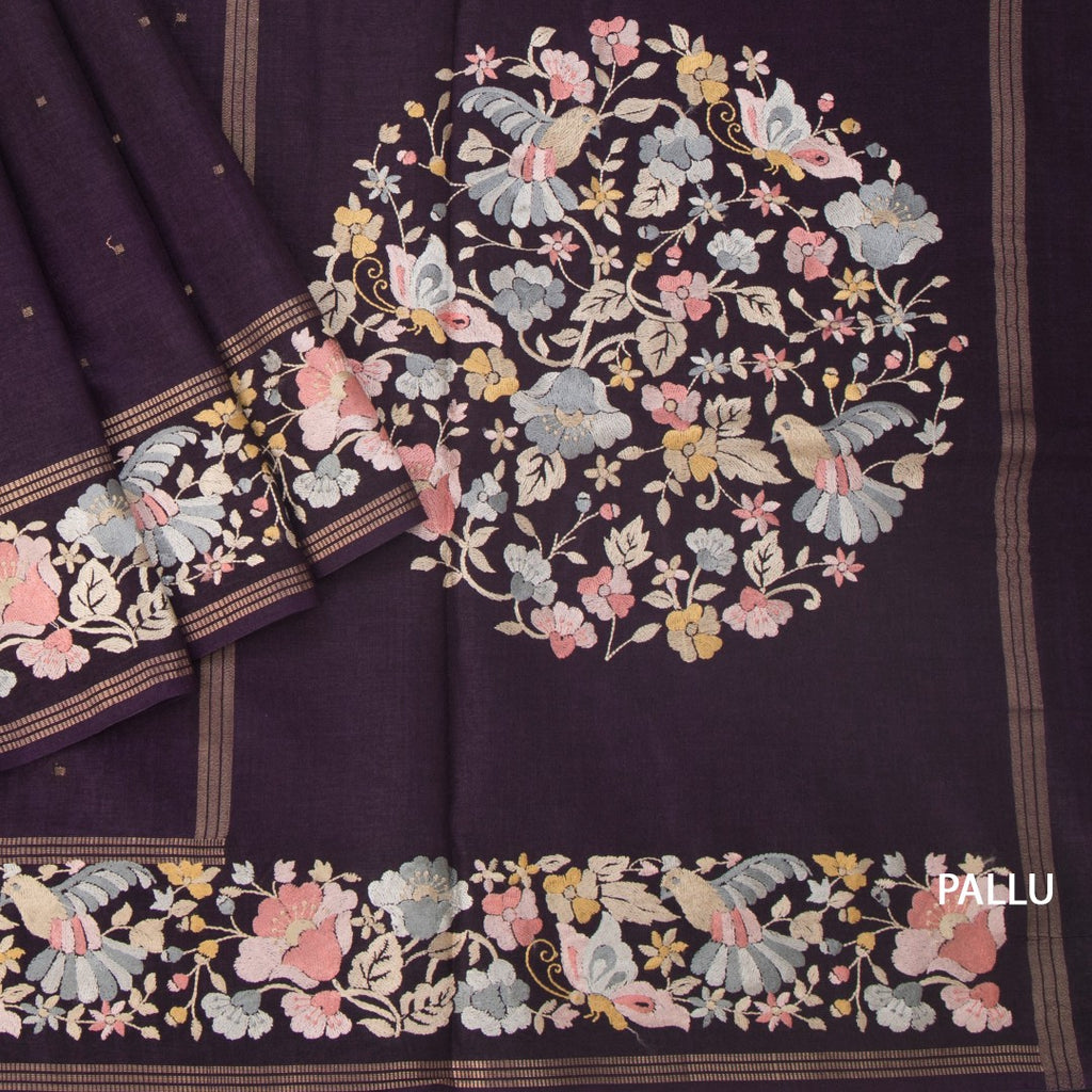 RTSR42265-3-Raw-Silk-Dark-Purple-Saree-With-Zari-Buttas-And-Thread-Border-pallu