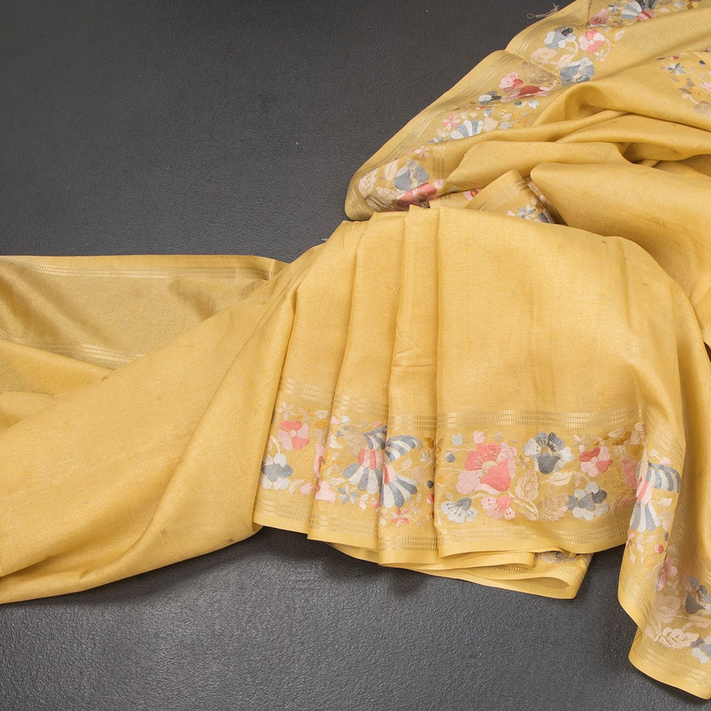 RTSR42266-Raw-Silk-Sandal-Saree-With-Zari-Buttas-And-Thread-Border-main