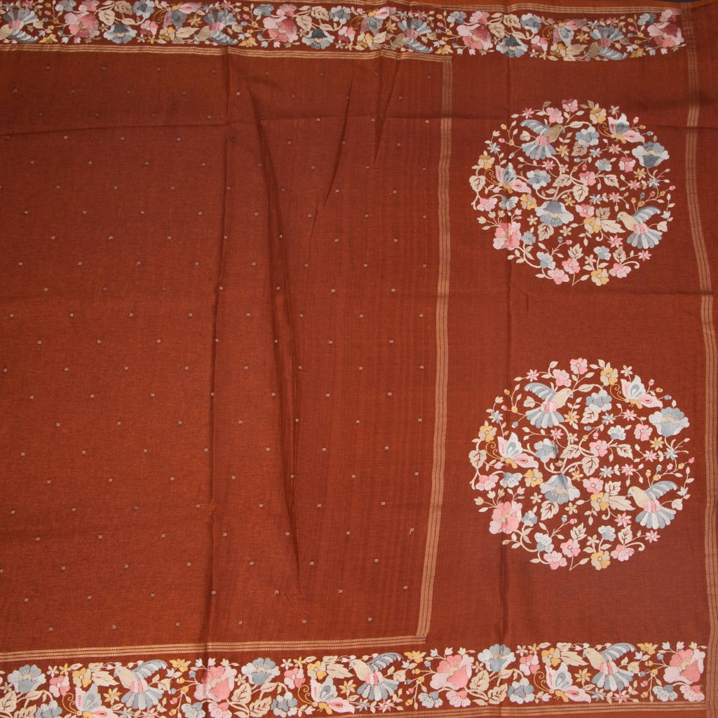 RTSR42269-2-Raw-Silk-Rust-Brown-Saree-With-Zari-Buttas-And-Thread-Border-full-veiw