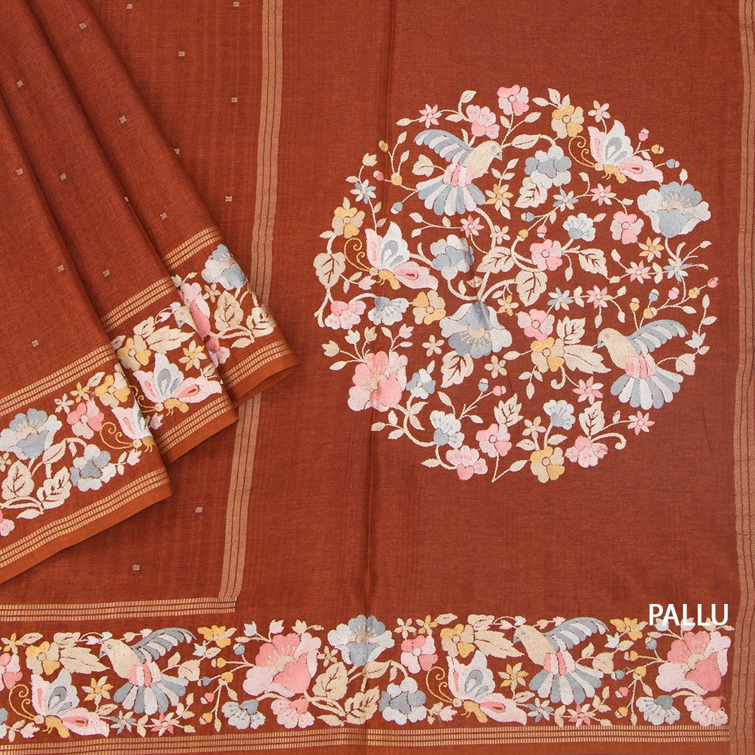 RTSR42269-3-Raw-Silk-Rust-Brown-Saree-With-Zari-Buttas-And-Thread-Border-pallu